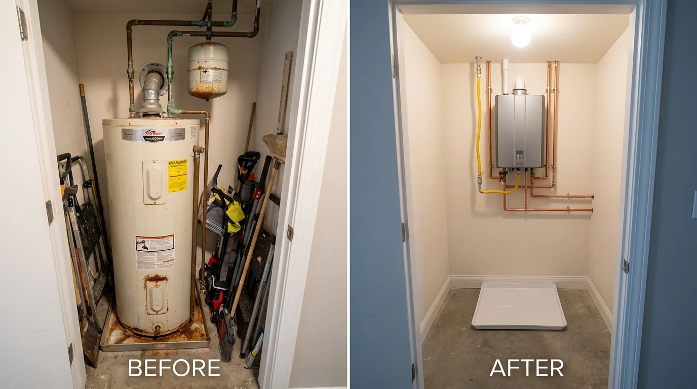 Tank water heater versus wall-mounted tankless unit comparison for Springfield Gardens, NY homeowners