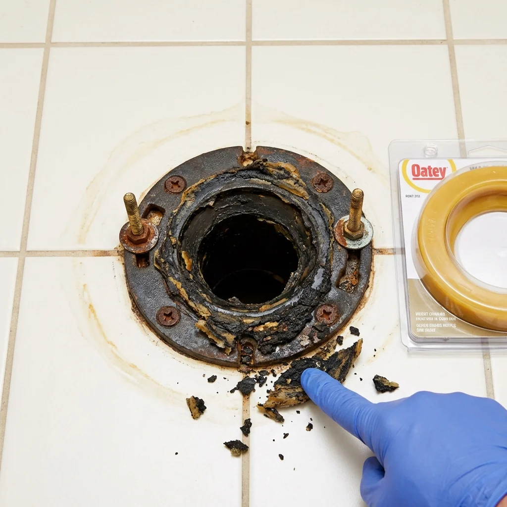 Failed wax ring showing water seepage at the base of a toilet in a Springfield Gardens, NY home